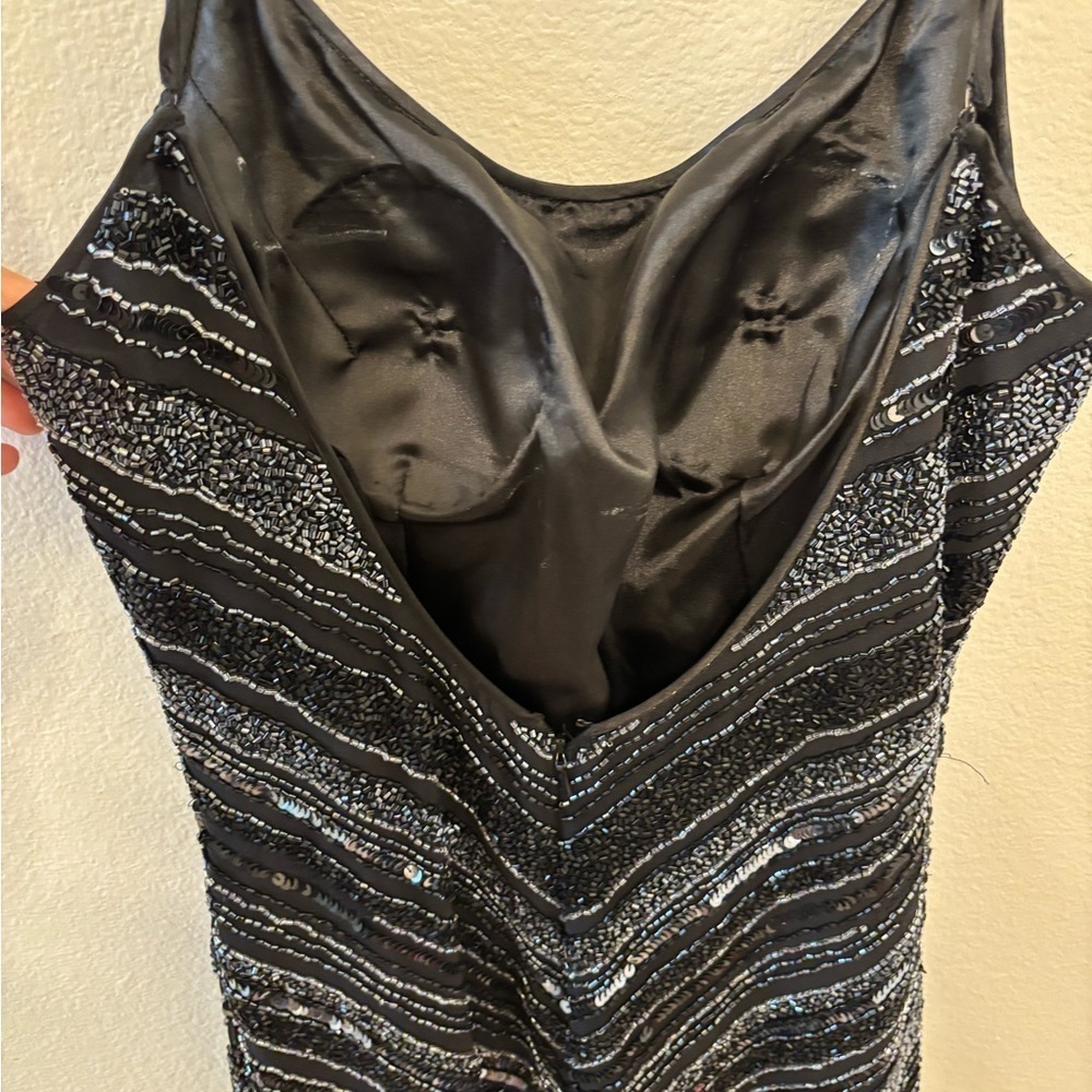 Scala Black silk Sequin Mini Dress going out dress, bachelorette party dress - Picture 6 of 7